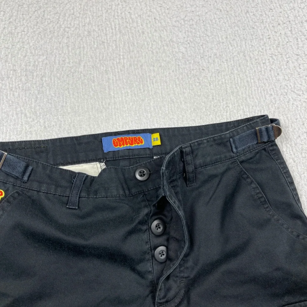 Empyre Cargo Pants Mens 28 Black Relaxed Fit Utility Streetwear Grunge Skate